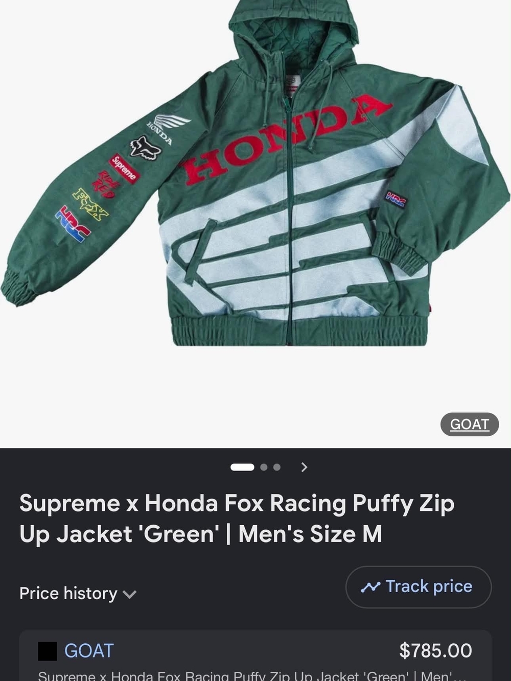Supreme x Honda Green Kids Hooded Racing Jacket